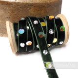 13mm Gemmy Layered Sequins Adorned Velvet Ribbon - 1m