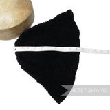 Petershams Millinery Supplies vintage 1990s black chenille knitted cone hat body with measuring tape for scale