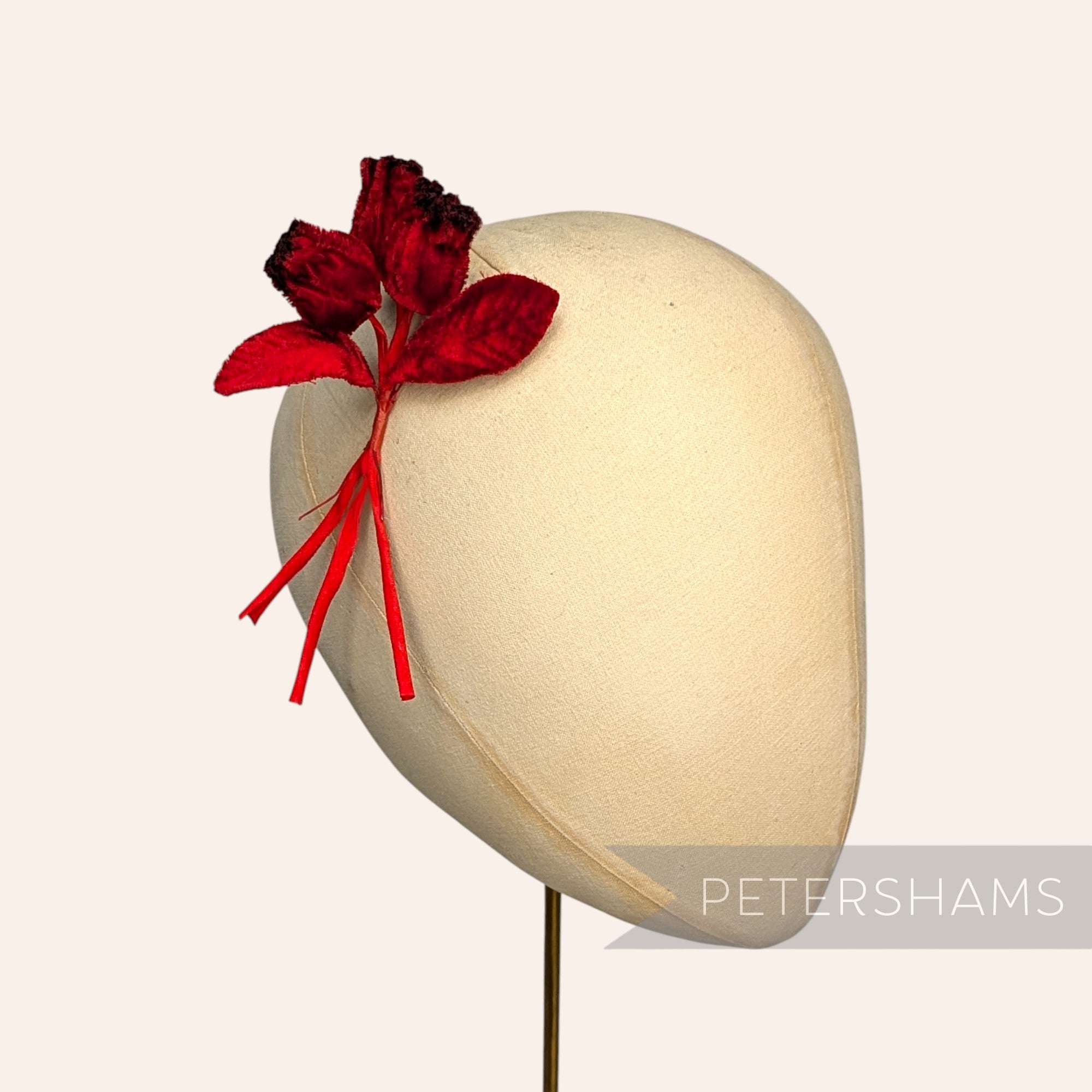 'Frankie' Velvet Triple Bud Stem Millinery Mount