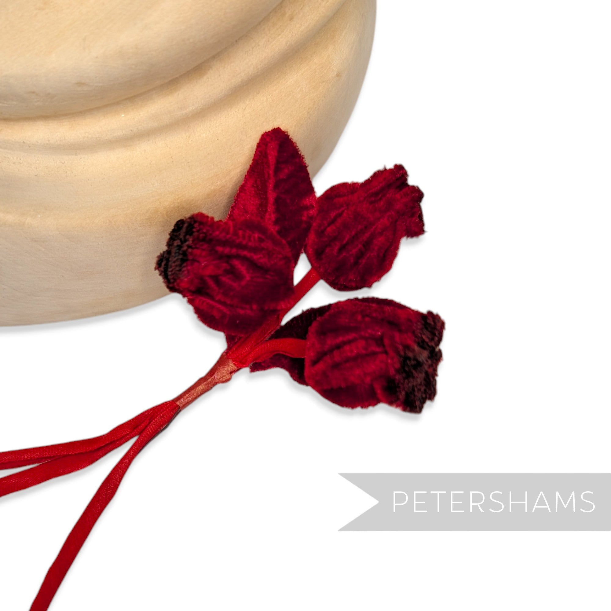 'Frankie' Velvet Triple Bud Stem Millinery Mount