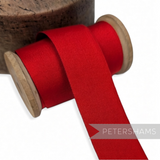 Petershams Millinery Supplies 32mm wide red vintage grosgrain ribbon on a wooden spool for hat trimming