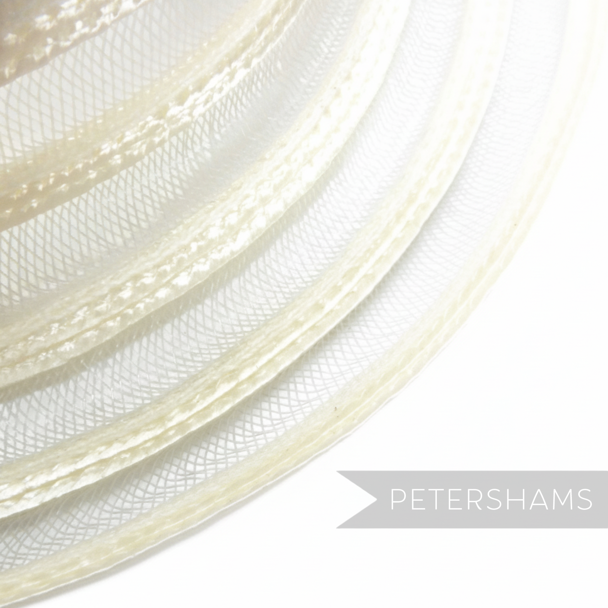 Petershams Millinery Supplies cream swirled crinoline and shiny polybraid capeline hat body with 8cm brim