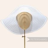 Petershams Millinery Supplies striped polybraid edge crin XL capeline hat body on a wooden millinery head block