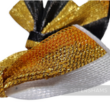 Petershams Millinery Supplies ivory and gold metallic polybraid bow hat trim with textured lurex thread detail