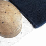 'Sharon' Vintage 1940s/50s Navy Blue Dotty Pattern Veiling - 1m