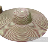 Petershams Millinery Supplies XL striped polybraid capeline hat body in two-tone burgundy and lime