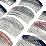 Petershams Millinery Supplies assorted 8.5cm plastic hair combs with satin ribbon wrapped tops for hat making