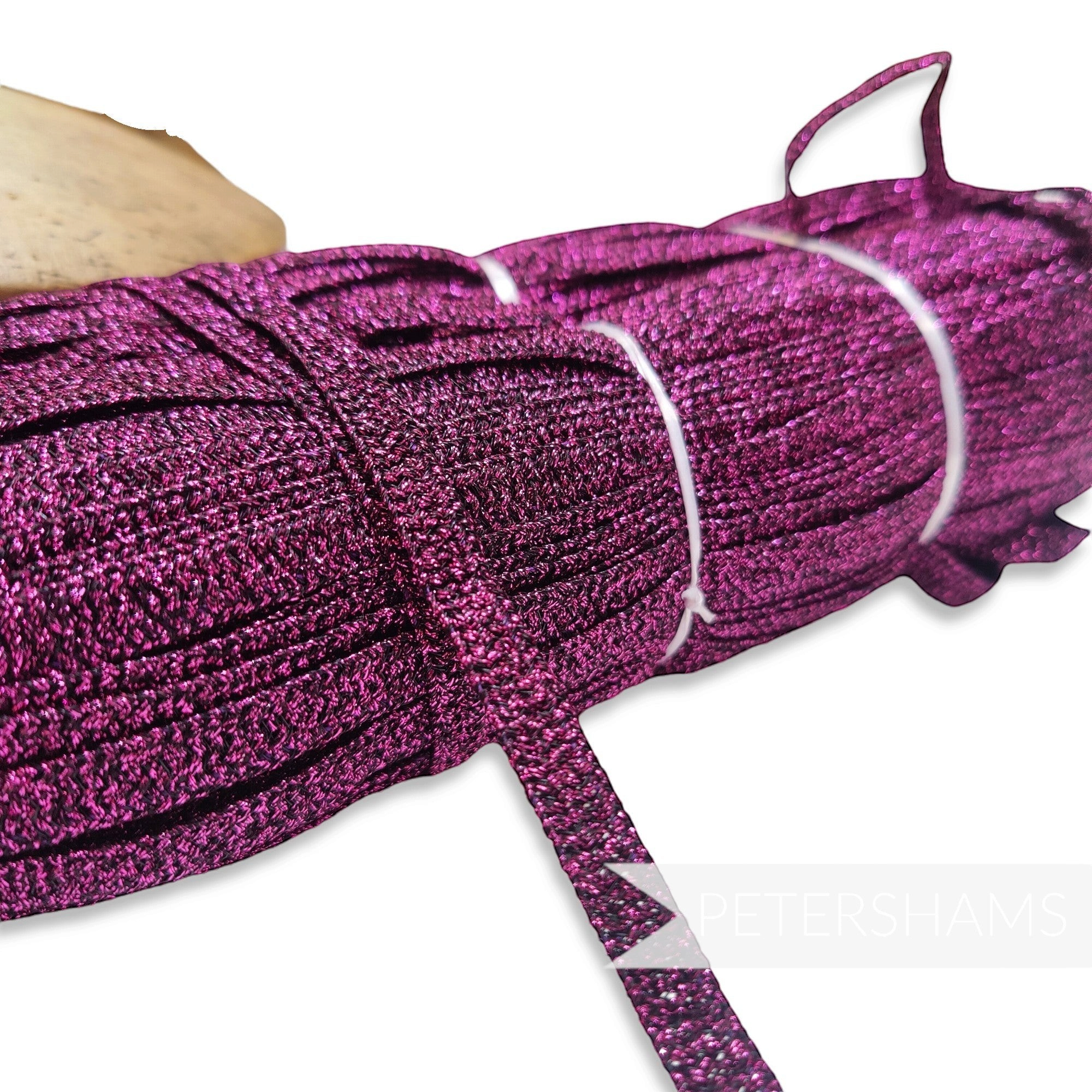 Petershams Millinery Supplies 10mm purple sparkly lurex crinoline hat braid in a full 80m hank