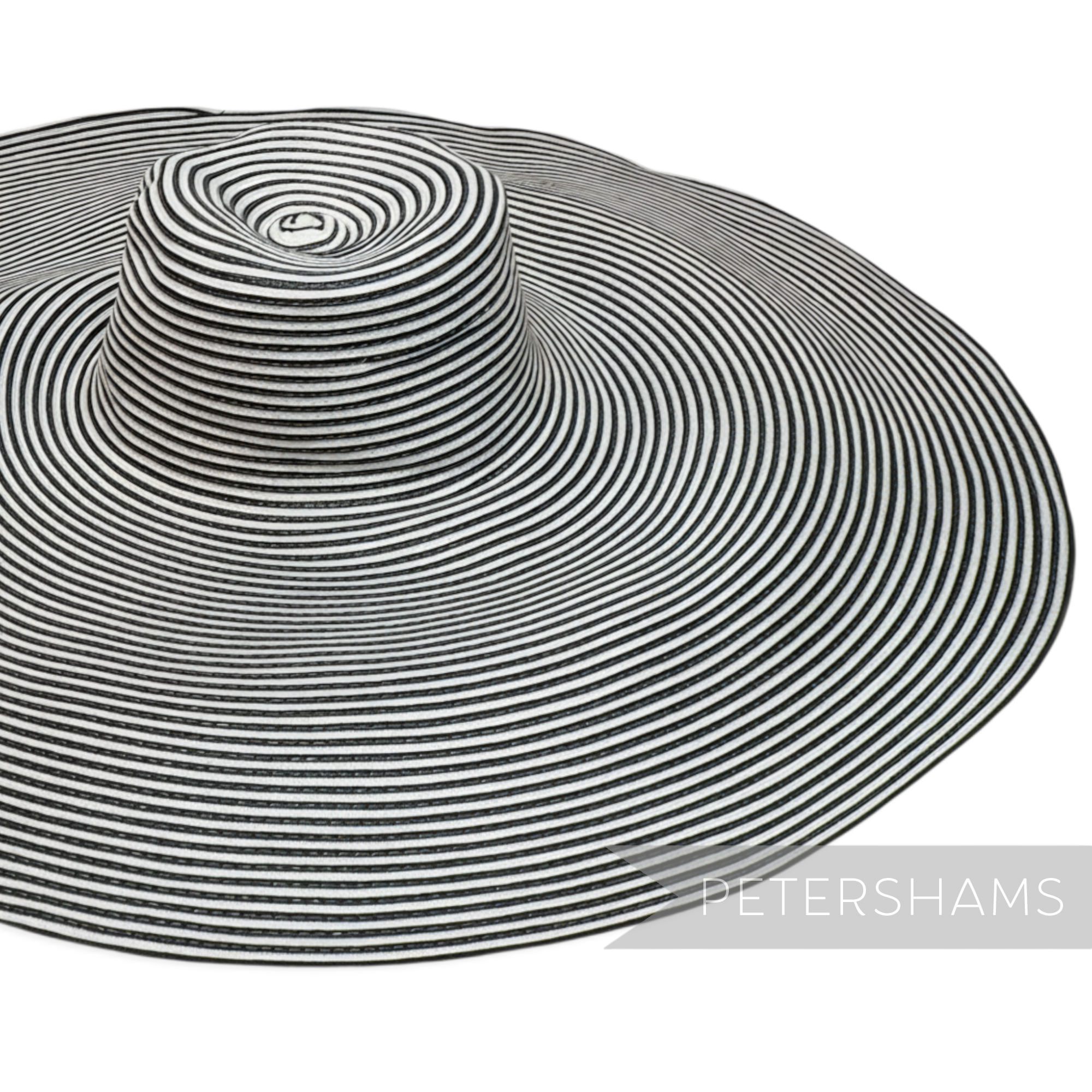 Petershams Millinery Supplies ginormous black and white striped polybraid capeline hat body for millinery projects