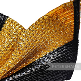 Petershams Millinery Supplies ivory and gold metallic polybraid bow hat trim with textured lurex thread detail