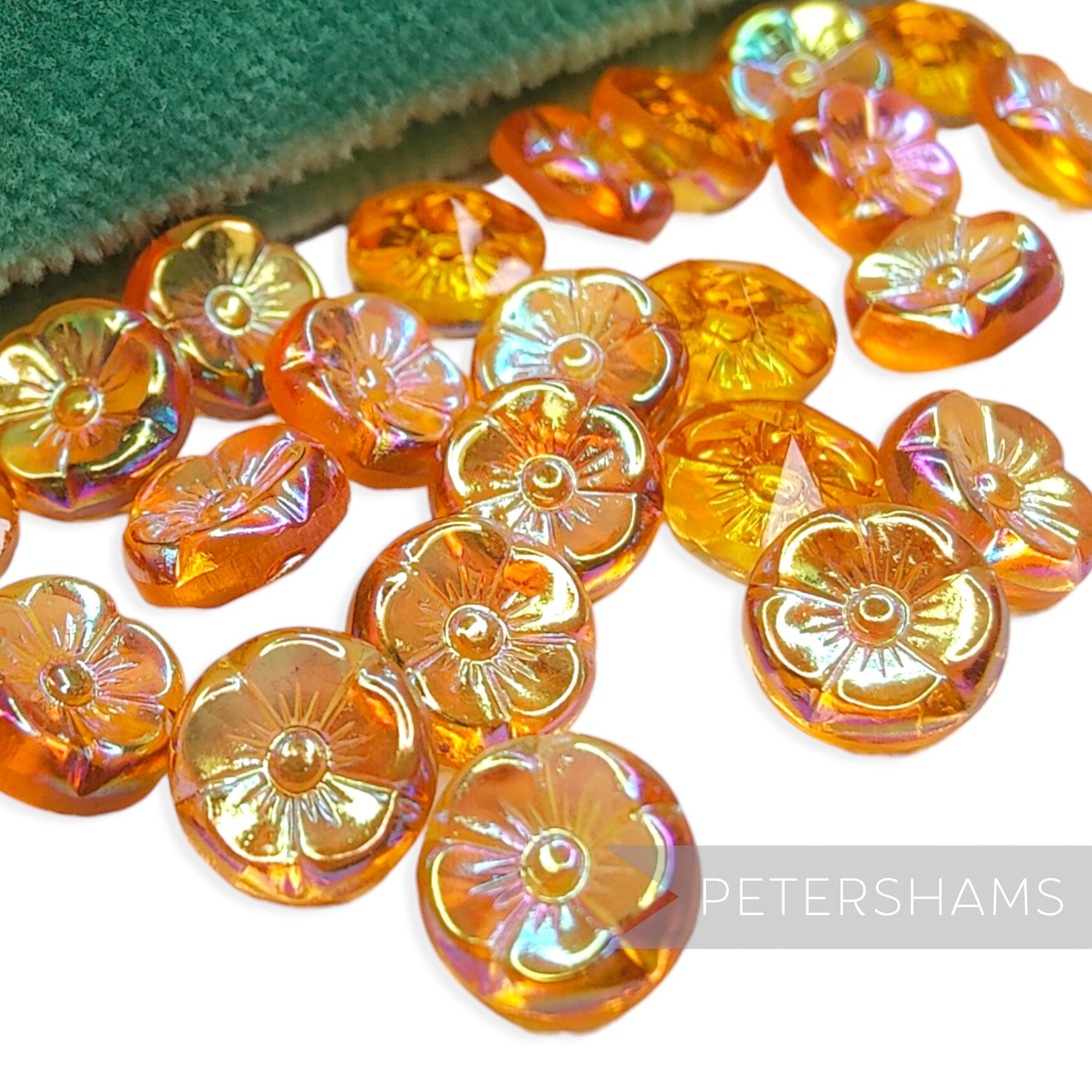 10mm Vintage 1970's Glass Iridescent Flower Chaton - 36 Pieces