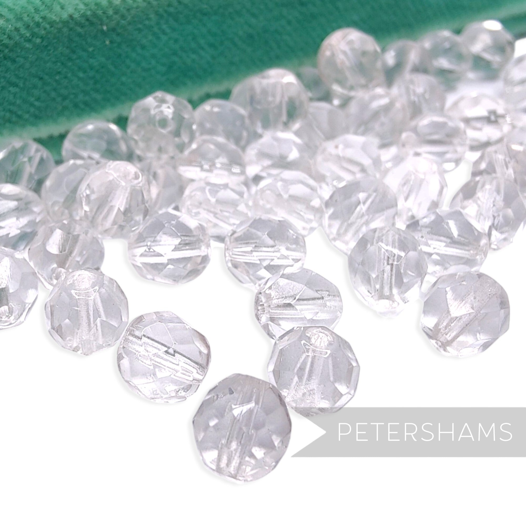 8x8mm Vintage 1980's Clear Glass Faceted Round Beads - 72 Pieces