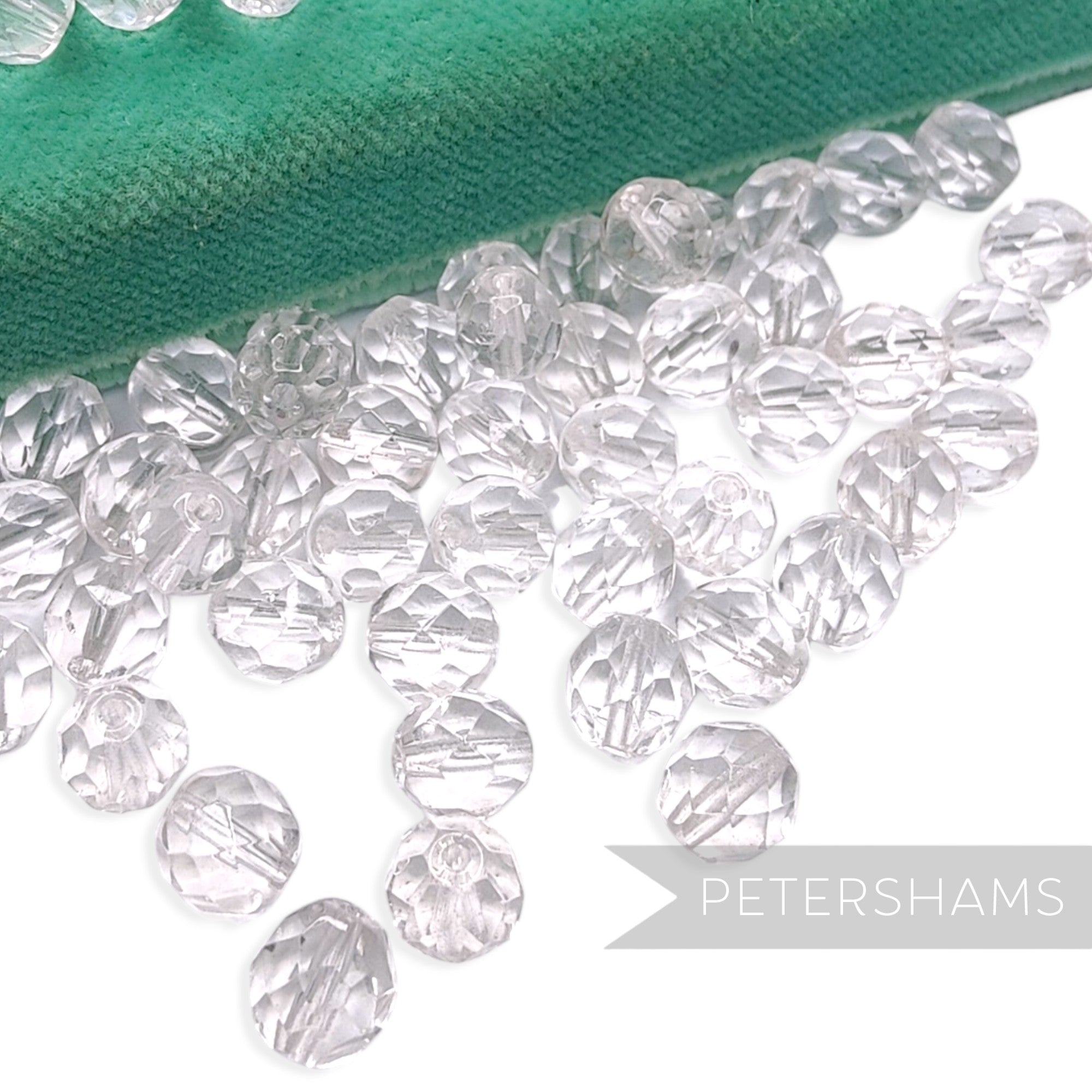 8x8mm Vintage 1980's Clear Glass Faceted Round Beads - 72 Pieces
