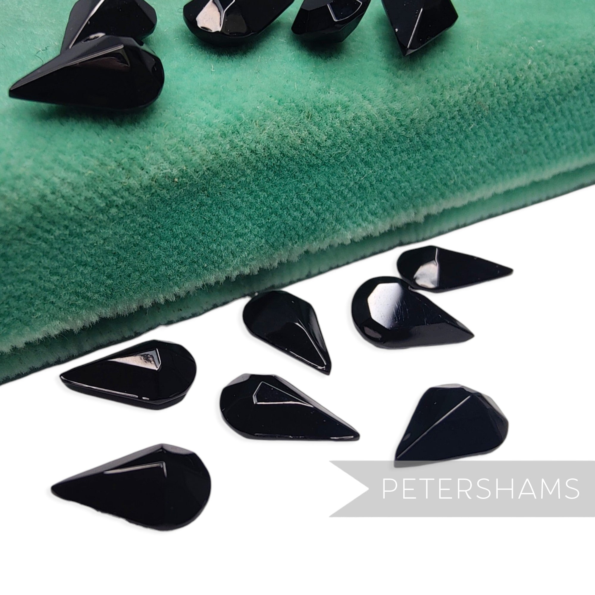 12x8mm Vintage 1980's Glass Faceted Teardrop Chatons - 12 Pieces