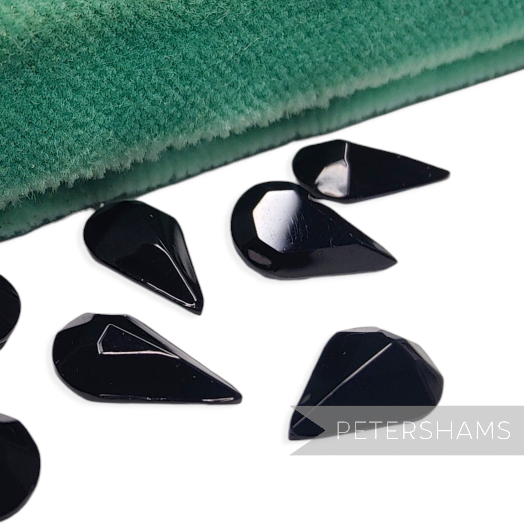 12x8mm Vintage 1980's Glass Faceted Teardrop Chatons - 12 Pieces