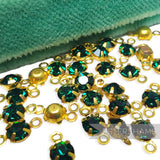 10x4mm Glass Crystal with Metal Double-loop Casing - 36 Pieces