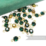 10x4mm Glass Crystal with Metal Double-loop Casing - 36 Pieces