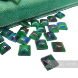 8x8mm Vintage 1980's Glass Marble-Effect Bevelled Square Imitation Stones - 30 Pieces