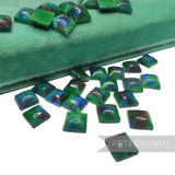 8x8mm Vintage 1980's Glass Marble-Effect Bevelled Square Imitation Stones - 30 Pieces