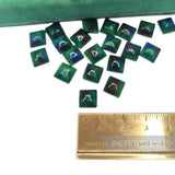 8x8mm Vintage 1980's Glass Marble-Effect Bevelled Square Imitation Stones - 30 Pieces