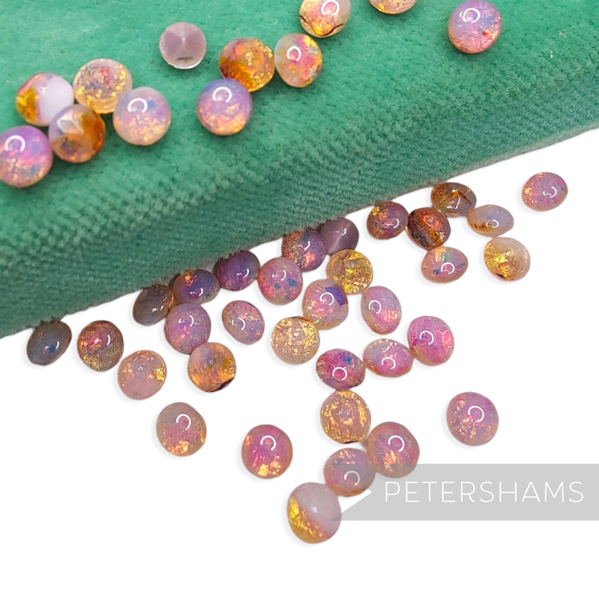 6mm Vintage 1970/80's Glass Fire Opal Chatons - 36 Pieces