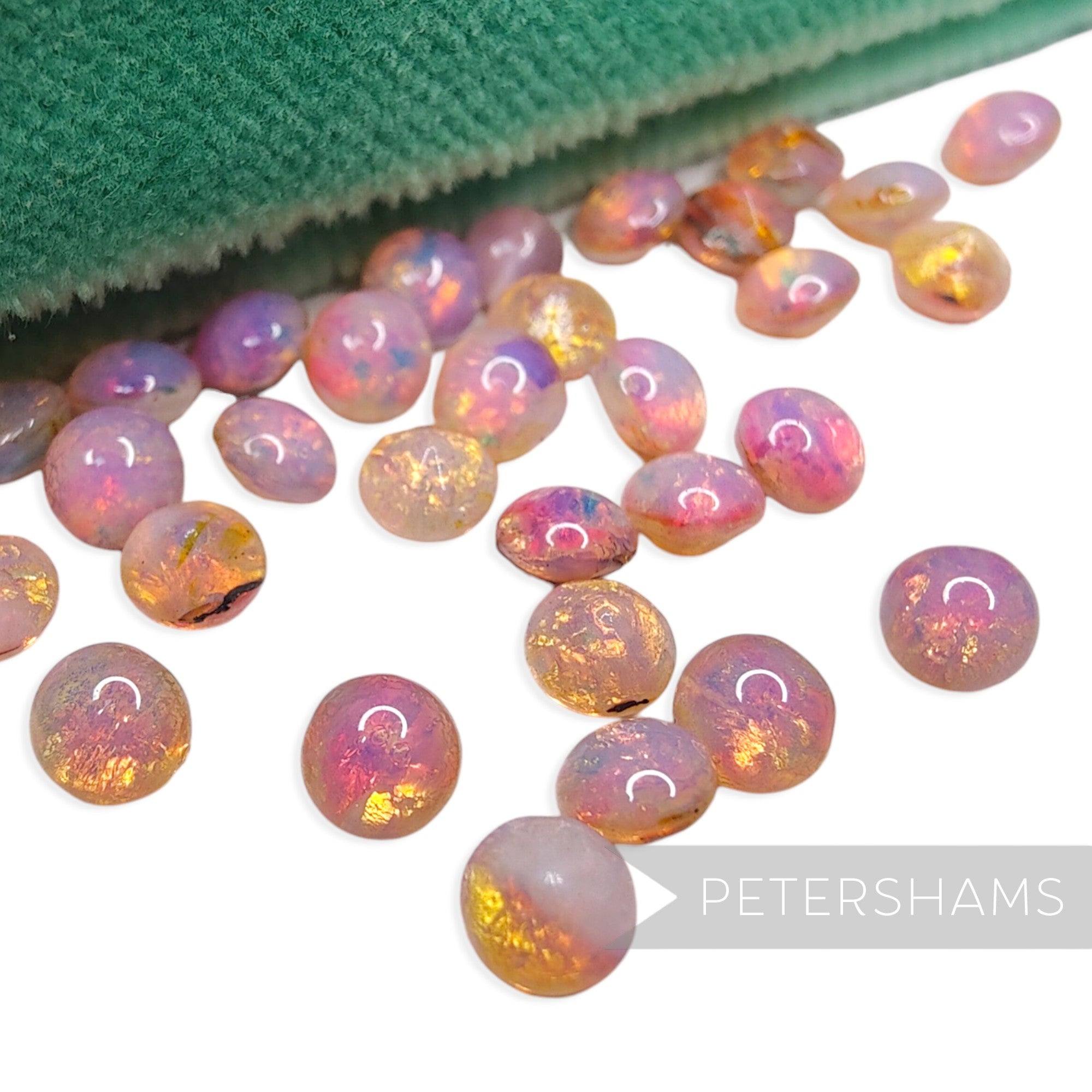 6mm Vintage 1970/80's Glass Fire Opal Chatons - 36 Pieces