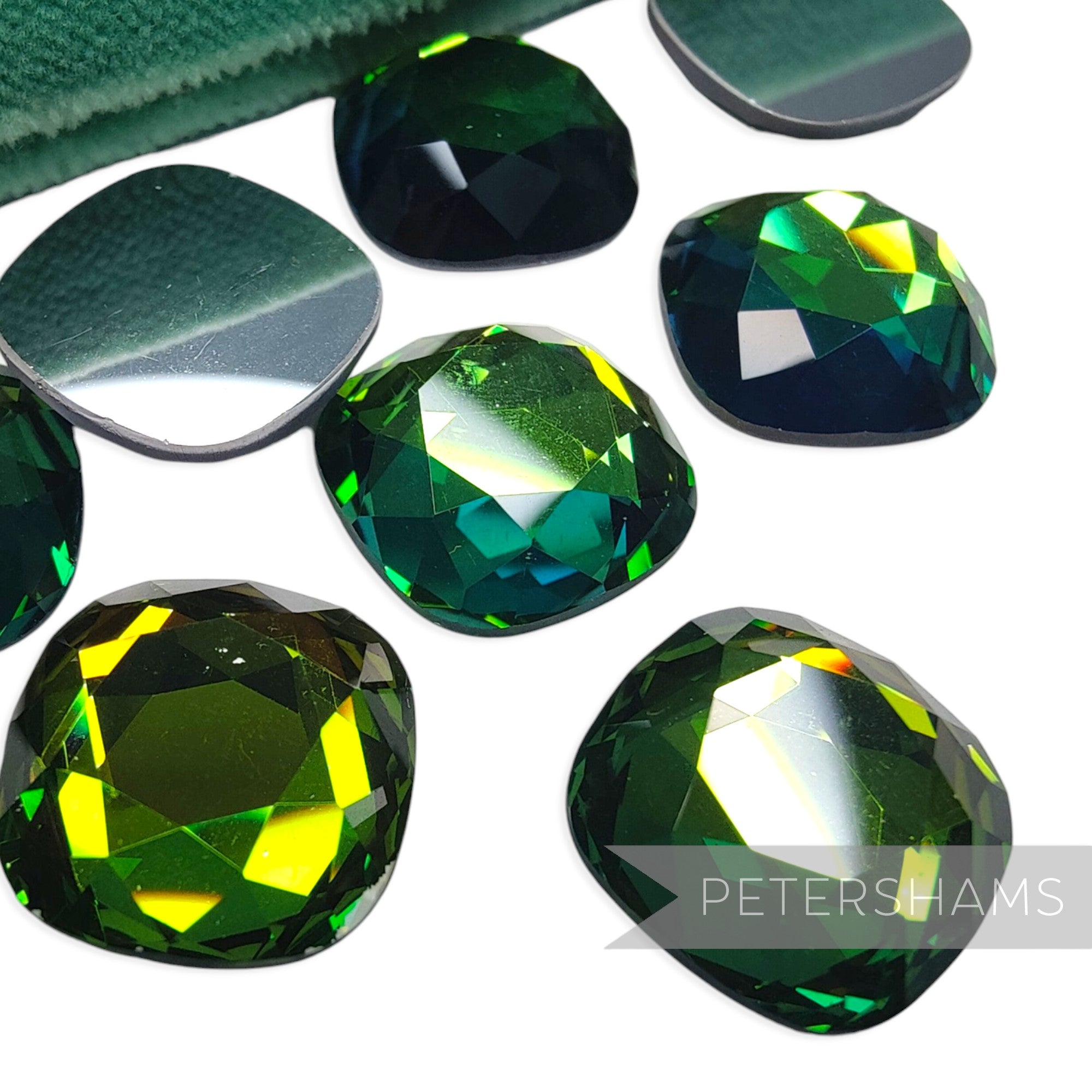 18x18mm Vintage 1980's Flat-back Austrian Cushion-Shape Glass Crystal
