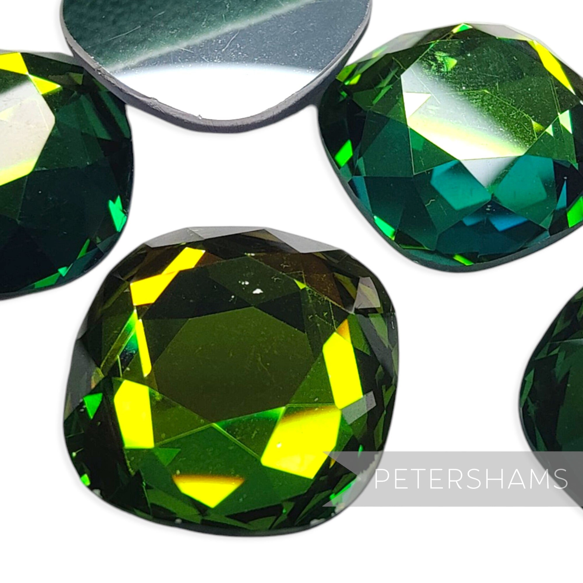 18x18mm Vintage 1980's Flat-back Austrian Cushion-Shape Glass Crystal
