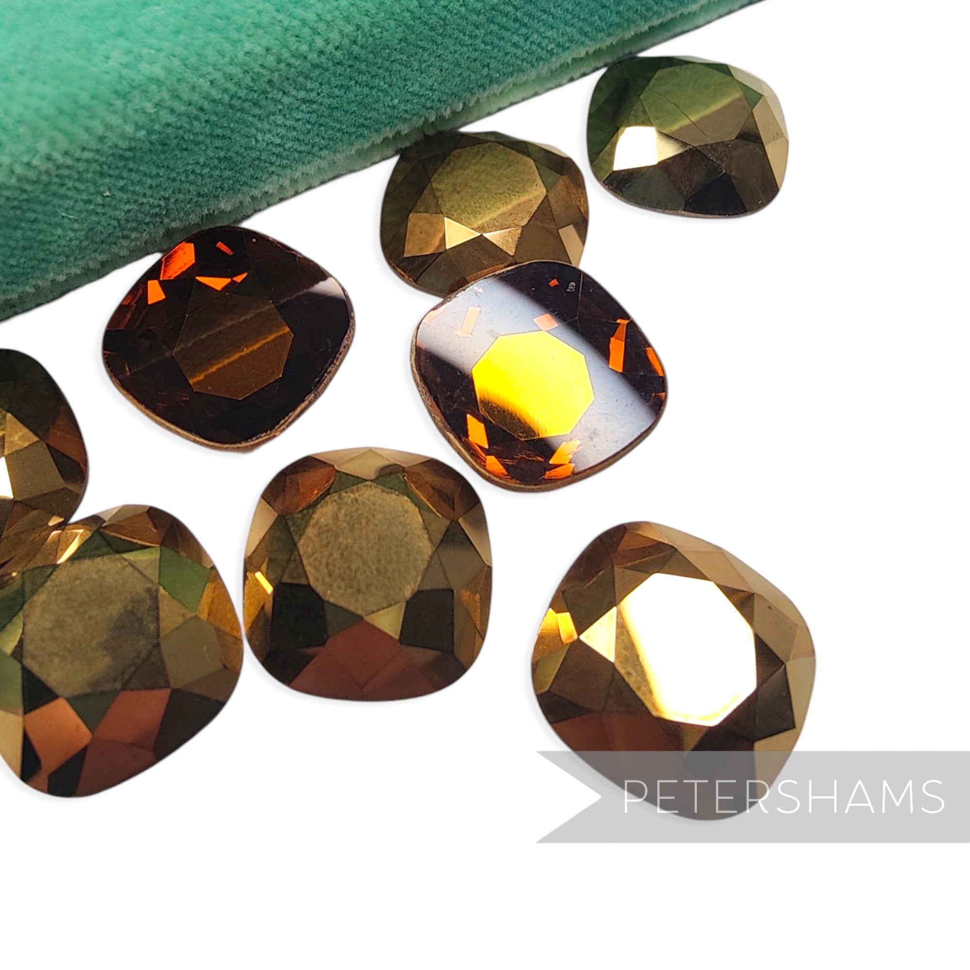 18x18mm Vintage 1980's Flat-back Austrian Cushion-Shape Glass Crystal