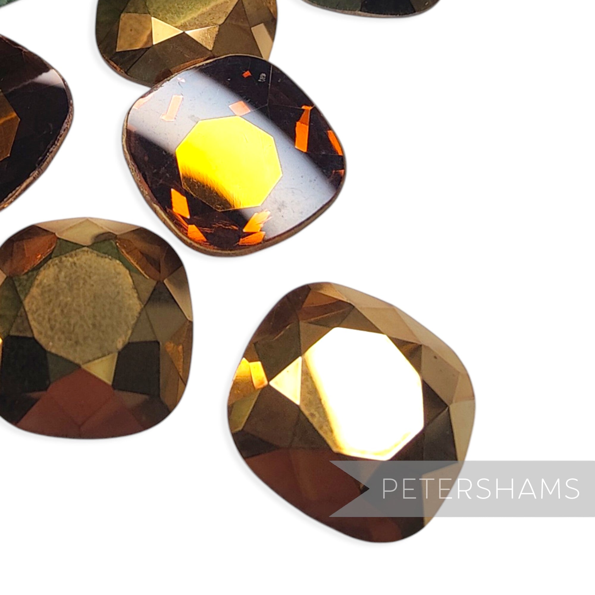 18x18mm Vintage 1980's Flat-back Austrian Cushion-Shape Glass Crystal