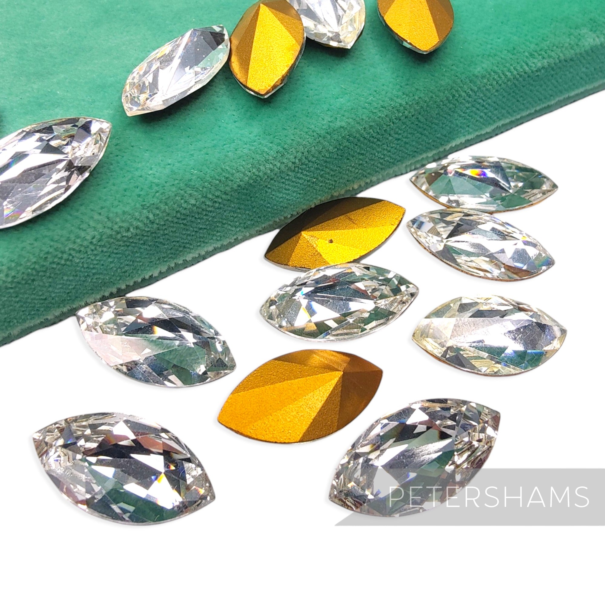 30x15mm Vintage 1940's Navette Marquise German Glass Crystal