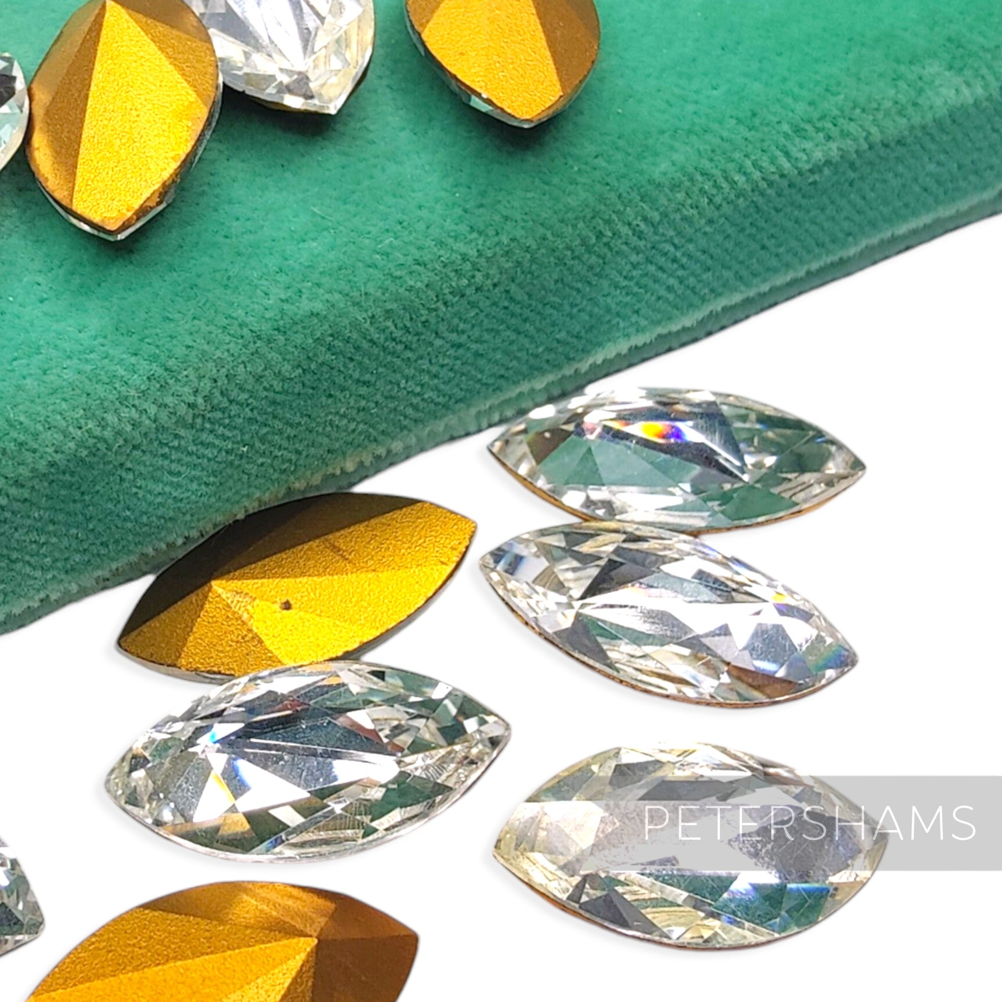 30x15mm Vintage 1940's Navette Marquise German Glass Crystal