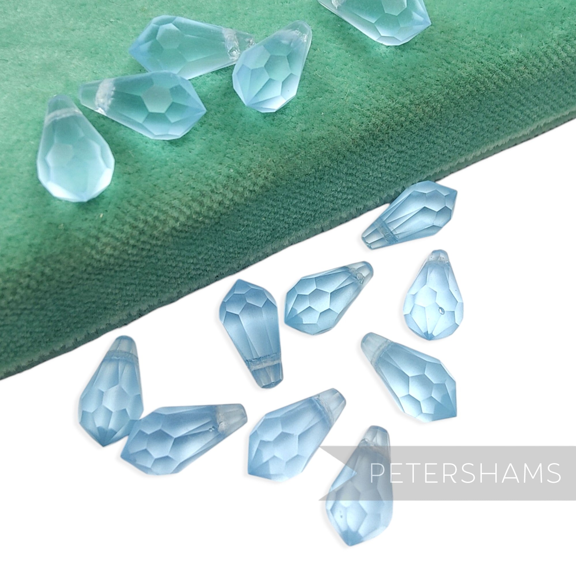 15x7mm Vintage 1960/70's Frosted Pointed Faceted Teardrop Bead - 14 Beads