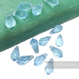 15x7mm Vintage 1960/70's Frosted Pointed Faceted Teardrop Bead - 14 Beads