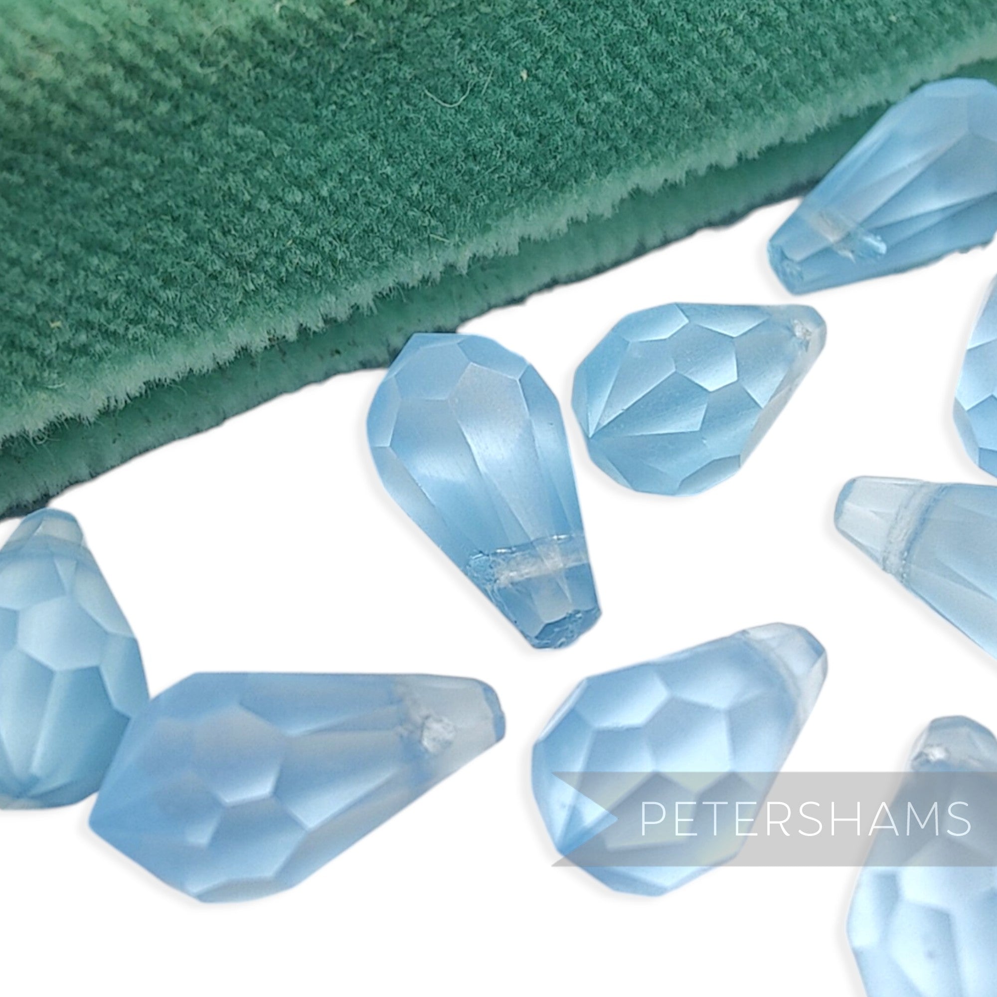 15x7mm Vintage 1960/70's Frosted Pointed Faceted Teardrop Bead - 14 Beads