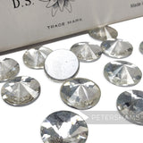 14mm Vintage 1970's Austrian Foiled Flat-back Round Glass Crystals - 12 Pieces
