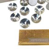14mm Vintage 1970's Austrian Foiled Flat-back Round Glass Crystals - 12 Pieces
