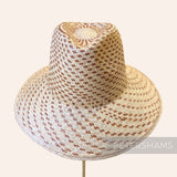 Partially Blocked Double Dash Circle Top Vintage Ecuador Panama Straw Capeline - 11"