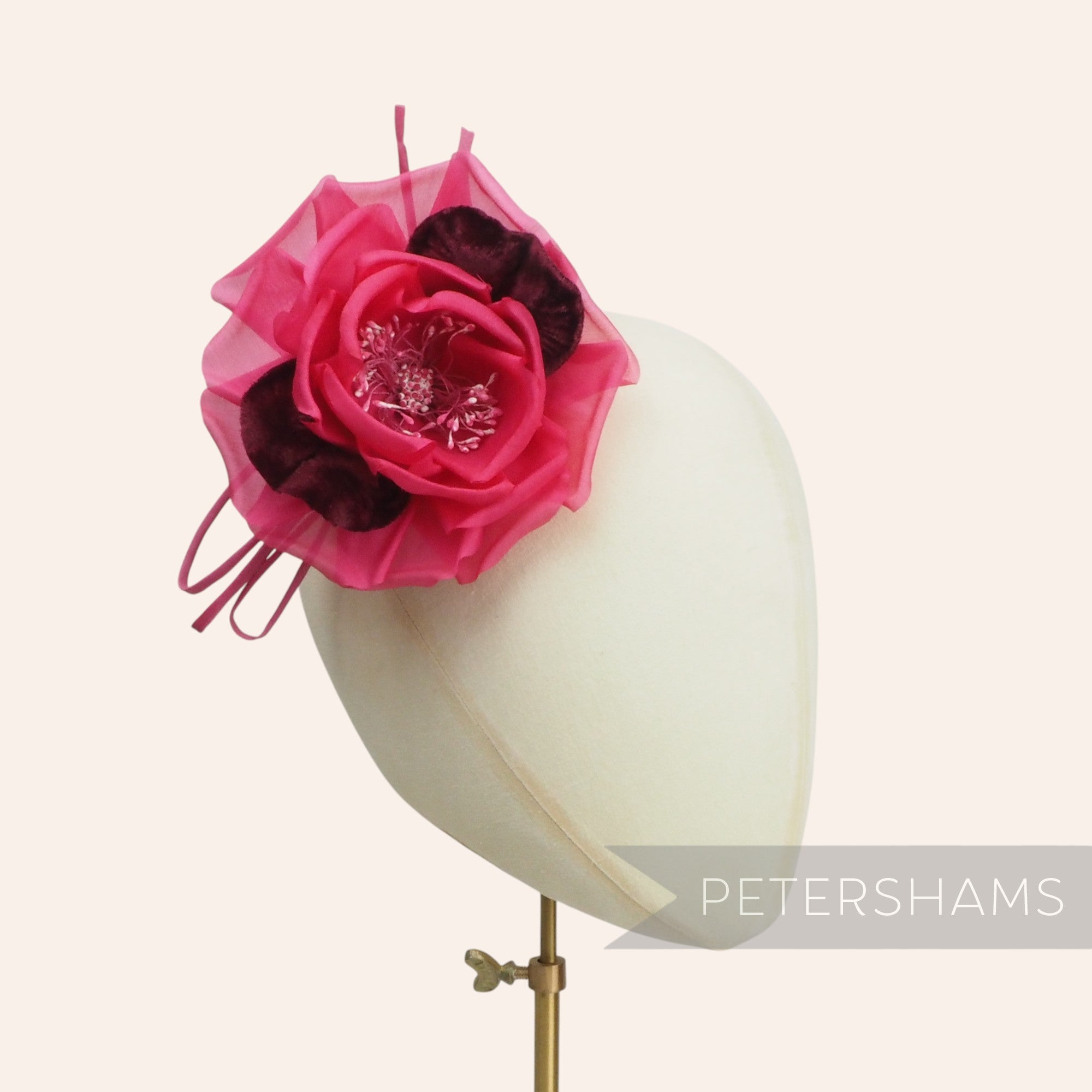 'Reece' 13cm Silk & Velvet Millinery Flower Hat Mount