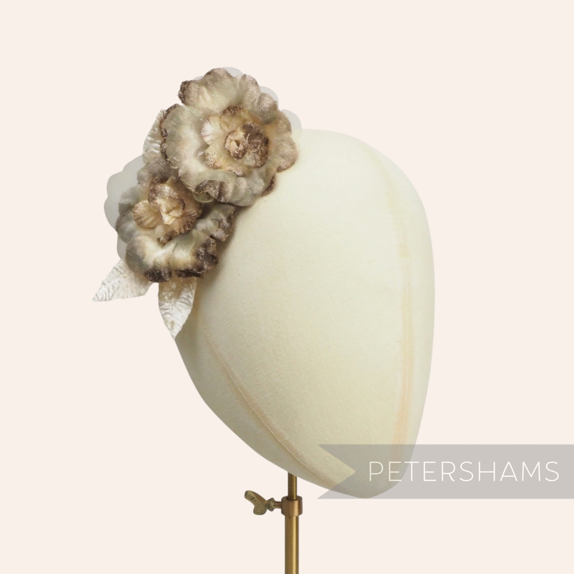 'Jennifer' Velvet & Organza Double Blossom Flower Millinery Hat Mount