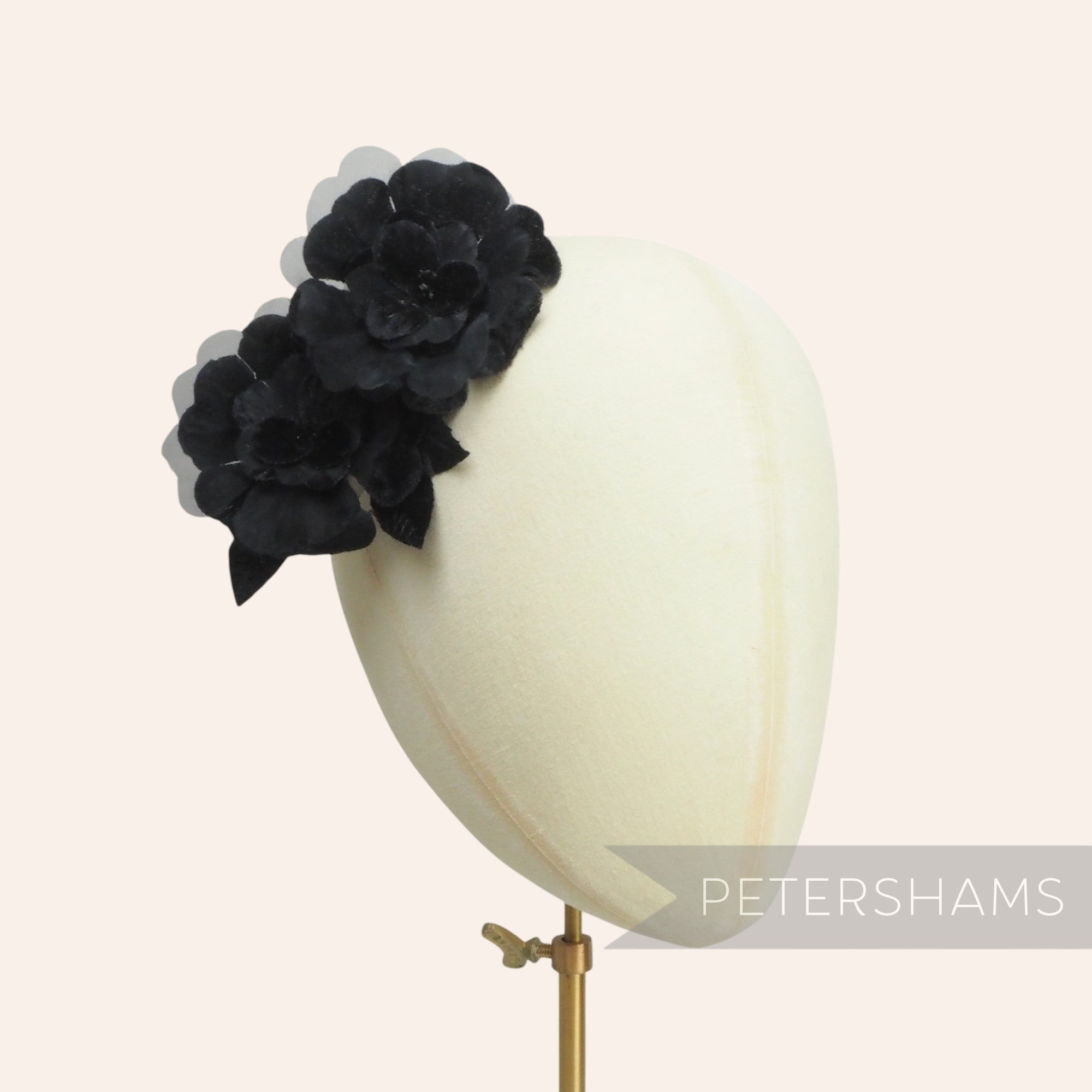 'Jennifer' Velvet & Organza Double Blossom Flower Millinery Hat Mount