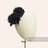 'Jennifer' Velvet & Organza Double Blossom Flower Millinery Hat Mount