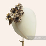 'Lois' Vintage Daisy & Forget-Me-Nots Flower Velvet Millinery Hat Mount