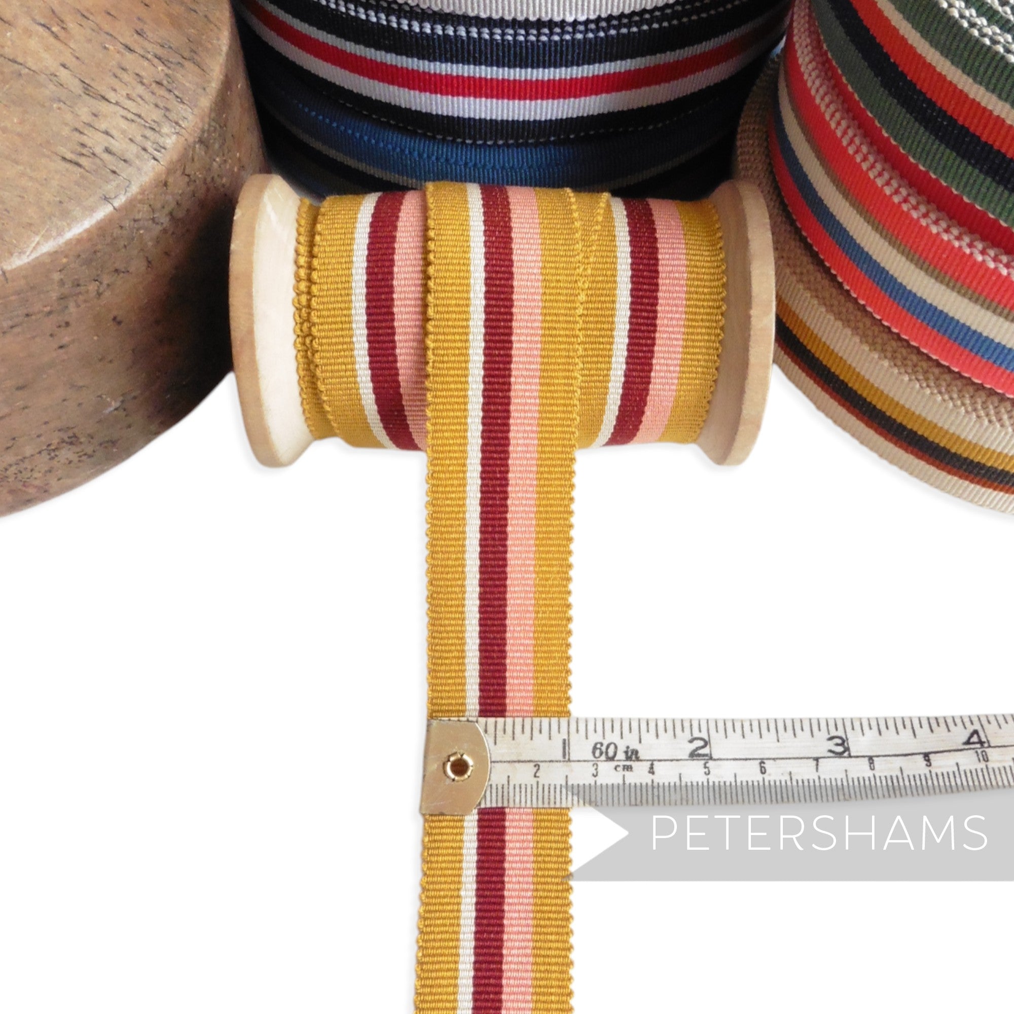 25mm No.5 Traditional Stripe Millinery Petersham Hat Ribbon - 1m