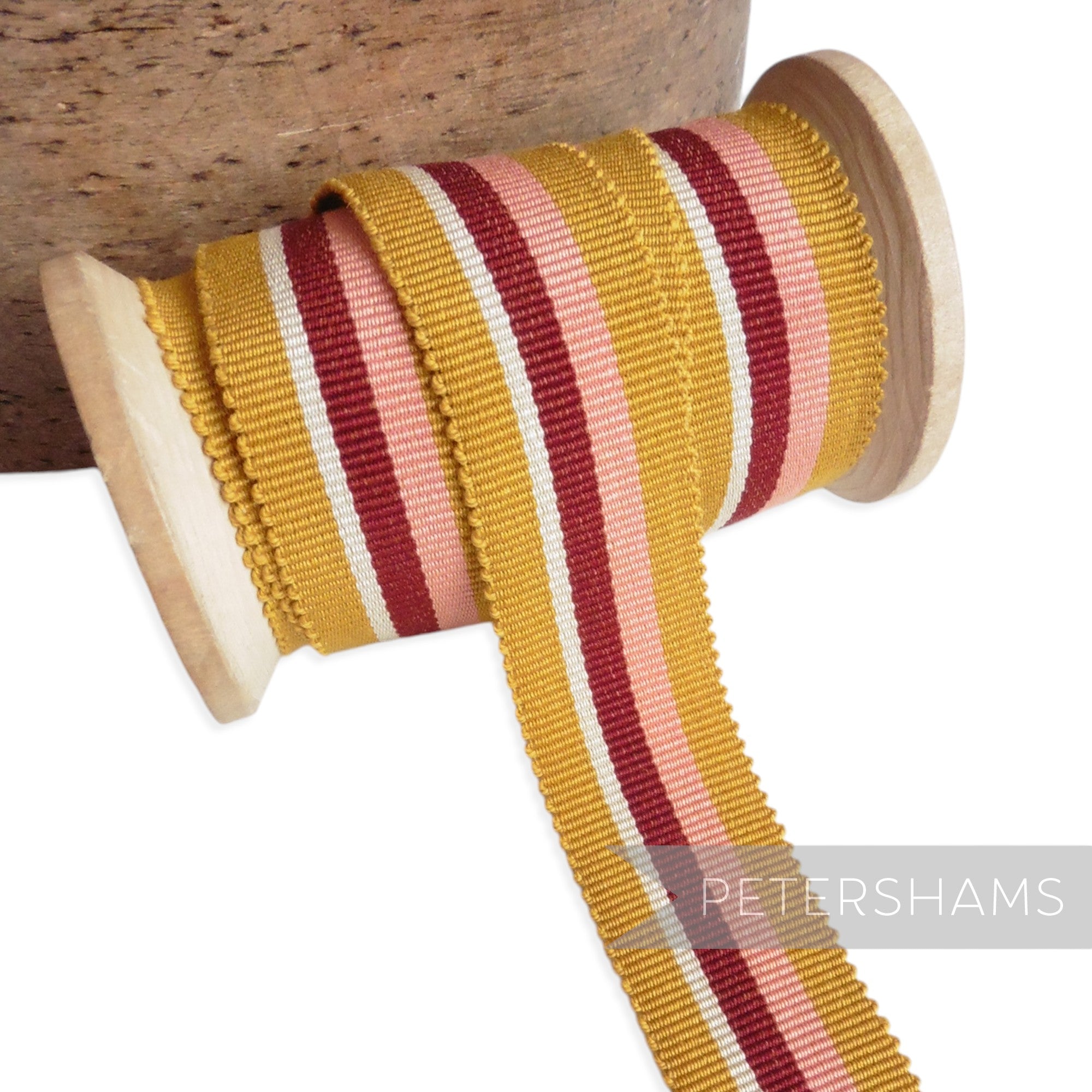 25mm No.5 Traditional Stripe Millinery Petersham Hat Ribbon - 1m
