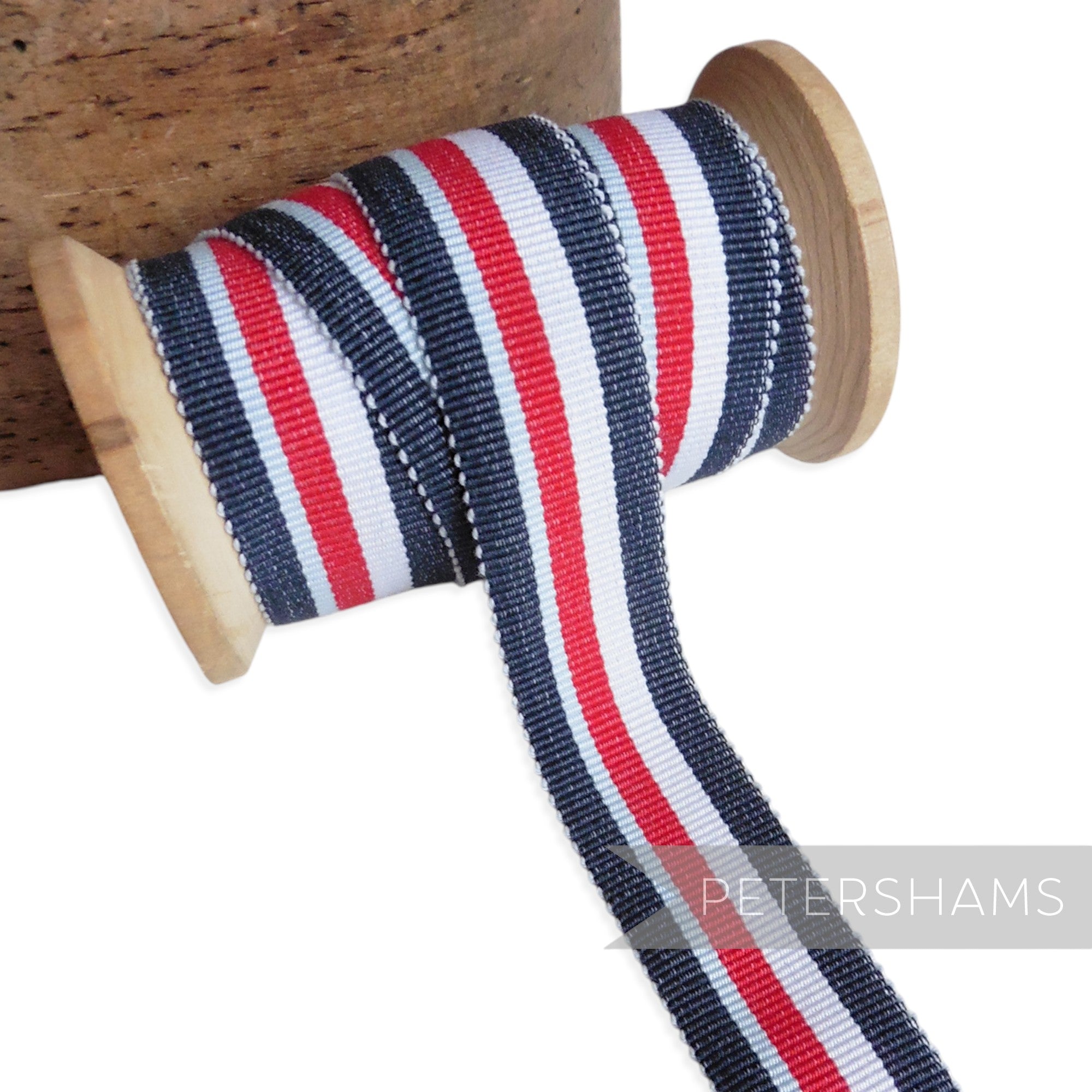 25mm No.5 Traditional Stripe Millinery Petersham Hat Ribbon - 1m