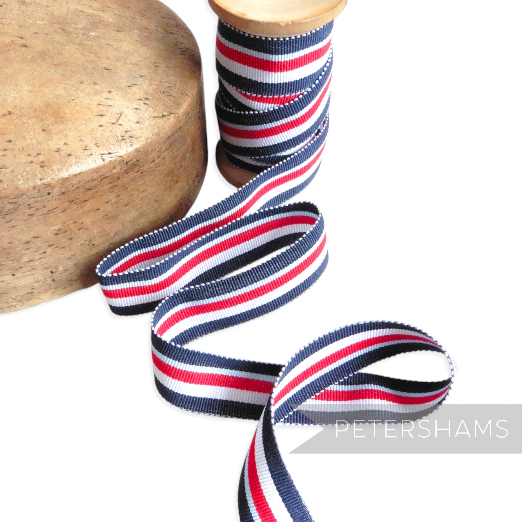 25mm No.5 Traditional Stripe Millinery Petersham Hat Ribbon - 1m