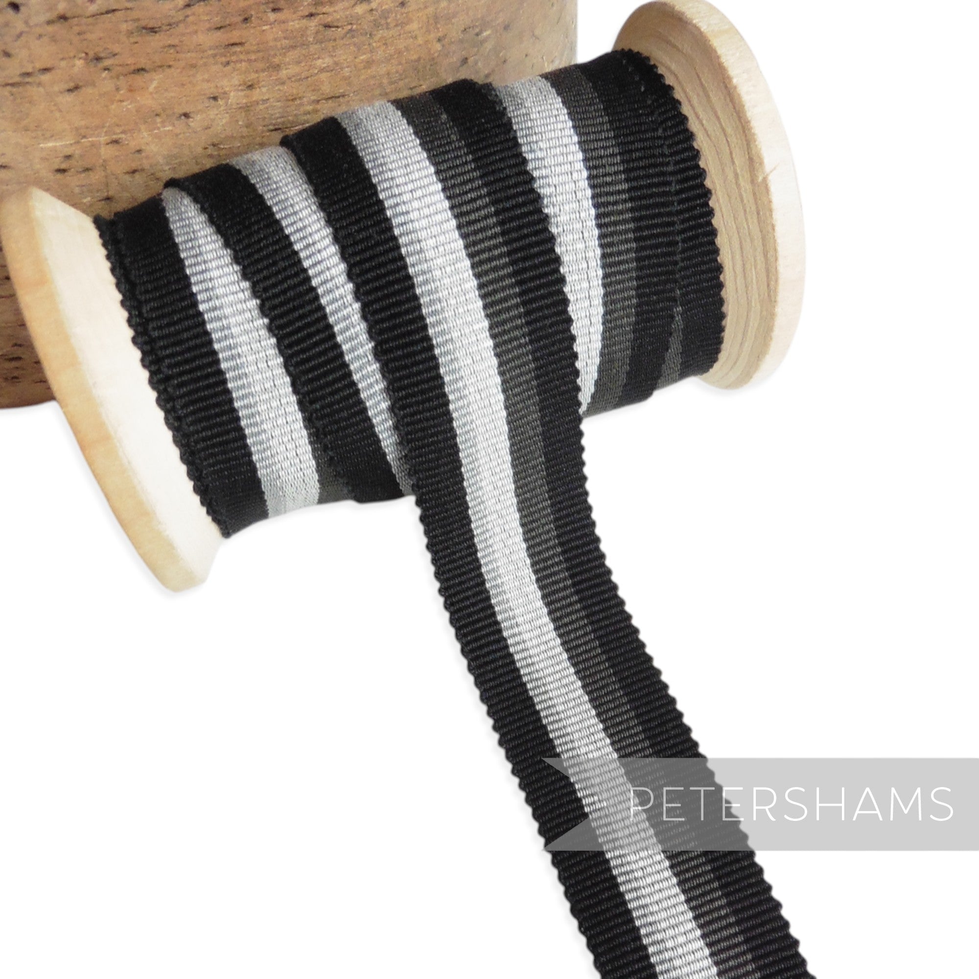 25mm No.5 Traditional Stripe Millinery Petersham Hat Ribbon - 1m
