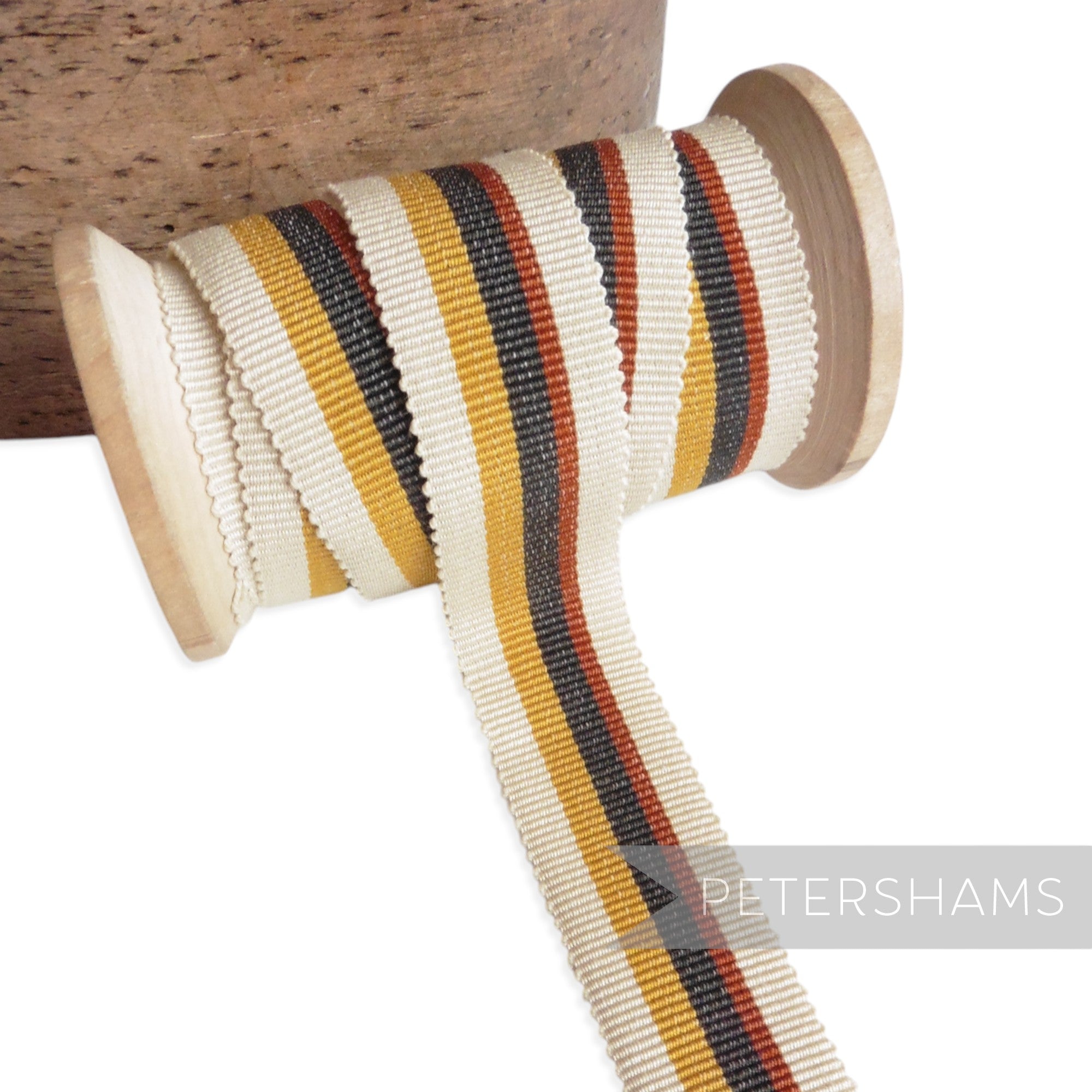 25mm No.5 Traditional Stripe Millinery Petersham Hat Ribbon - 1m