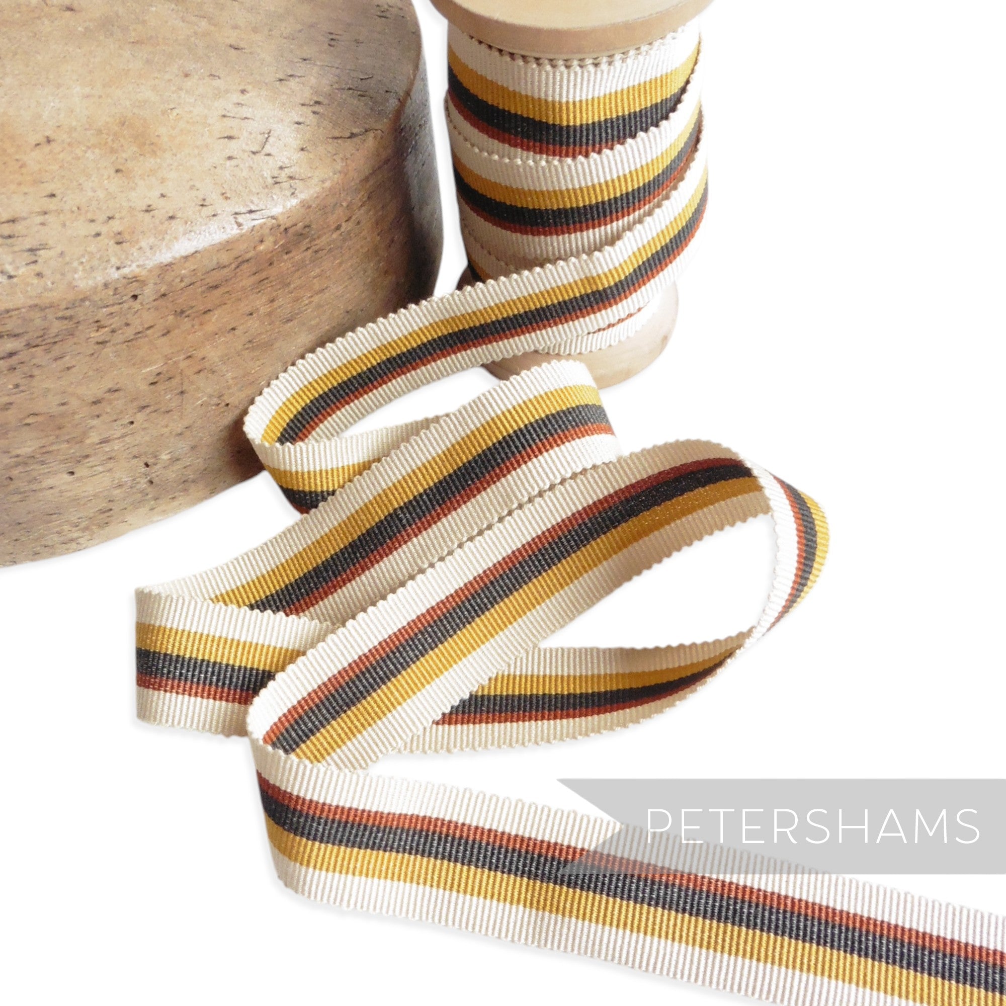 25mm No.5 Traditional Stripe Millinery Petersham Hat Ribbon - 1m